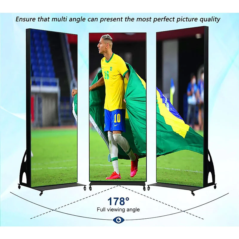 Freestanding PD series LED poster display in a retail setting