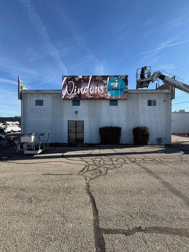 NGL C-Series outdoor LED sign installed at The Blindman showroom in Murray Utah.