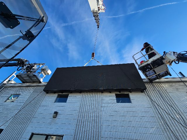 Wide shot of 7x20 foot NGL C-Series LED display at The Blindman in Murray, UT.