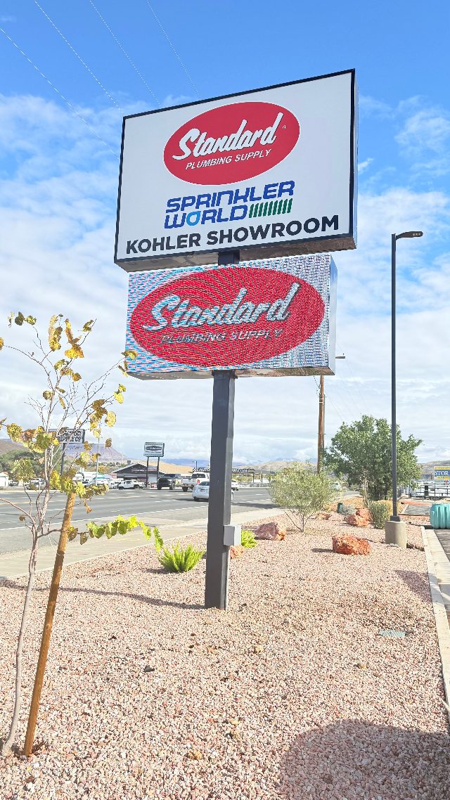 Standard Plumbing Supply – Hurricane, UT: Double‑sided outdoor LED sign (C Series) along State Street
